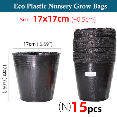 Kertészet fekete műanyag palánta ültető tál óvoda Légáteresztő cserepes táp Növekvő táska Kerti zöldséges konténer doboz 5-100 DB