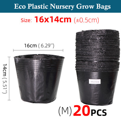 Kertészet fekete műanyag palánta ültető tál óvoda Légáteresztő cserepes táp Növekvő táska Kerti zöldséges konténer doboz 5-100 DB
