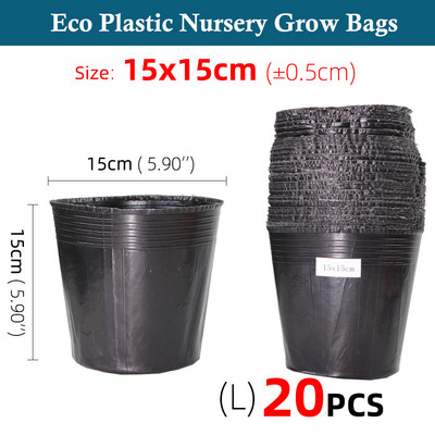 Kertészet fekete műanyag palánta ültető tál óvoda Légáteresztő cserepes táp Növekvő táska Kerti zöldséges konténer doboz 5-100 DB