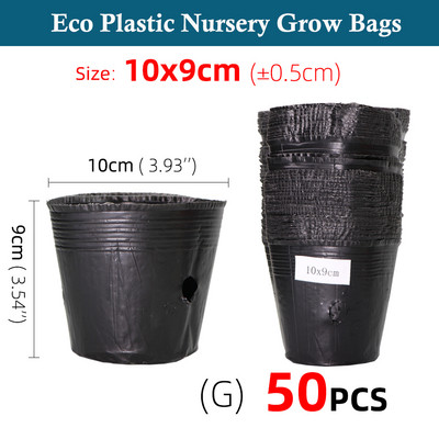 Kertészet fekete műanyag palánta ültető tál óvoda Légáteresztő cserepes táp Növekvő táska Kerti zöldséges konténer doboz 5-100 DB
