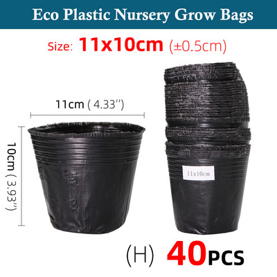 Kertészet fekete műanyag palánta ültető tál óvoda Légáteresztő cserepes táp Növekvő táska Kerti zöldséges konténer doboz 5-100 DB