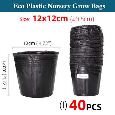 Kertészet fekete műanyag palánta ültető tál óvoda Légáteresztő cserepes táp Növekvő táska Kerti zöldséges konténer doboz 5-100 DB