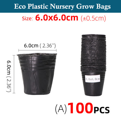Kertészet fekete műanyag palánta ültető tál óvoda Légáteresztő cserepes táp Növekvő táska Kerti zöldséges konténer doboz 5-100 DB