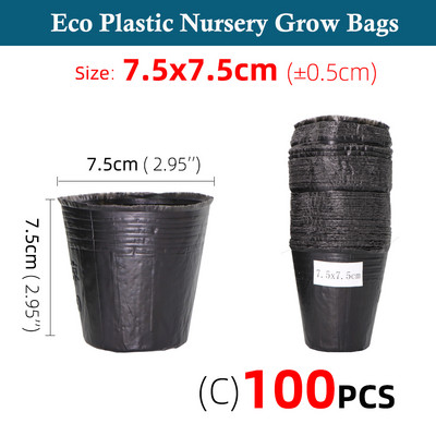 Kertészet fekete műanyag palánta ültető tál óvoda Légáteresztő cserepes táp Növekvő táska Kerti zöldséges konténer doboz 5-100 DB