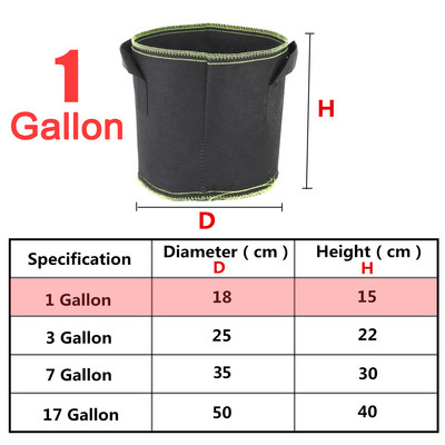 Ültetőtáska Fekete/Brey burgonya szövet zöldségpalánta termesztő cserép Kerti szerszámok 1-17 gallon környezetbarát termesztőtáska Virágcserepek