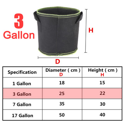Ültetőtáska Fekete/Brey burgonya szövet zöldségpalánta termesztő cserép Kerti szerszámok 1-17 gallon környezetbarát termesztőtáska Virágcserepek