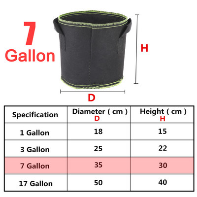 Ültetőtáska Fekete/Brey burgonya szövet zöldségpalánta termesztő cserép Kerti szerszámok 1-17 gallon környezetbarát termesztőtáska Virágcserepek