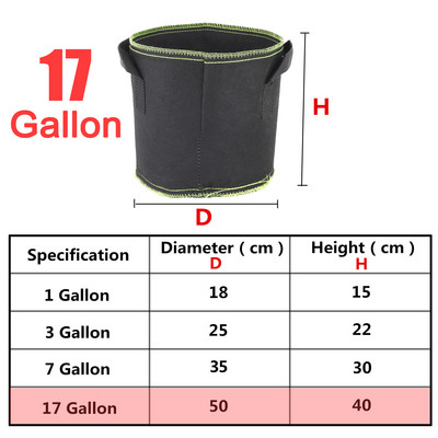 Ültetőtáska Fekete/Brey burgonya szövet zöldségpalánta termesztő cserép Kerti szerszámok 1-17 gallon környezetbarát termesztőtáska Virágcserepek
