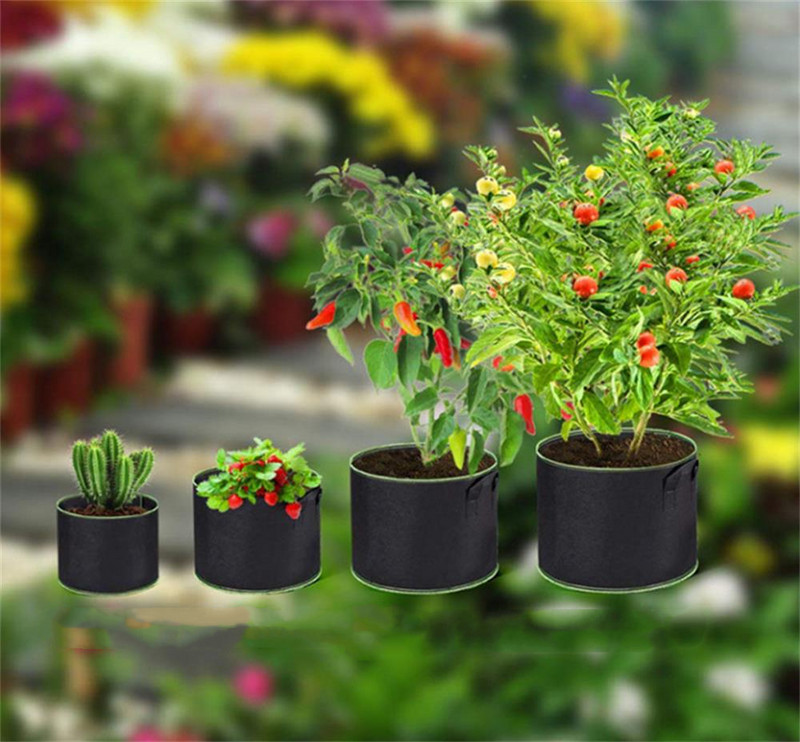 Ültetőtáska Fekete/Brey burgonya szövet zöldségpalánta termesztő cserép Kerti szerszámok 1-17 gallon környezetbarát termesztőtáska Virágcserepek