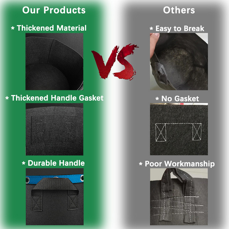 Nemez növény Erős növekedésű zsákok Virágcserepes tartály Légáteresztő tartály Környezetbarát anyagvastagság, páratartalom fenntartása