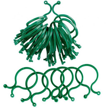 Пластмасови щипки за вратовръзка за лози за отглеждане на изправени растения, държач, зелен пластмасов пръстен, свързан с пръстени, градински опорен инструмент 50 бр.