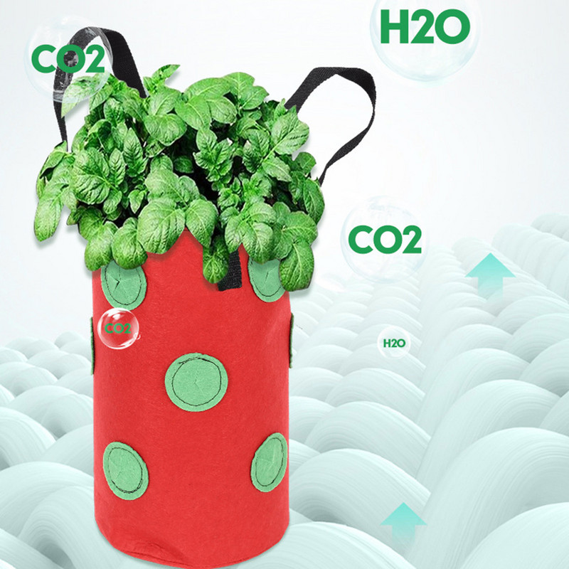 12 lyukú függő eper vetőtáska kültéri burgonyatermesztéshez, függőleges kertben, akasztós zöldség ültető táska