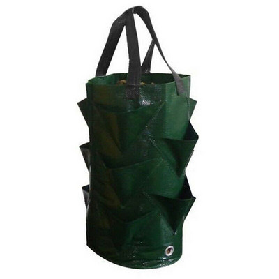 3 gallon 10 zsebes növényi akasztótasak Kerti eper zöldségtermesztő táska Gyümölcsültető Műanyag termesztőedény konténer dekor