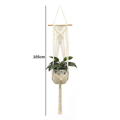 Kézzel készített makramé növényakasztó kosár virágcserép erkély függő dekoráció csomózott emelőkötél bohém stílusú otthoni kert dekoráció