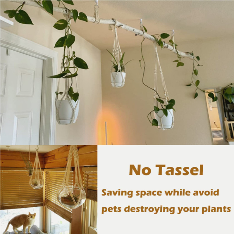 Kézzel készített makramé növényakasztó kosár virágcserép erkély függő dekoráció csomózott emelőkötél bohém stílusú otthoni kert dekoráció