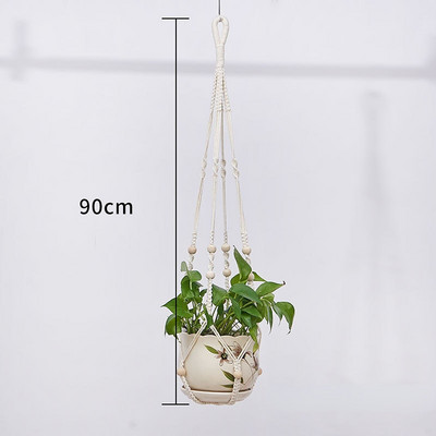 Kézzel készített makramé növény függesztett kosár kerti edények tartó erkély makramé fali akasztó dekoráció csomózott emelő kötél lakberendezés