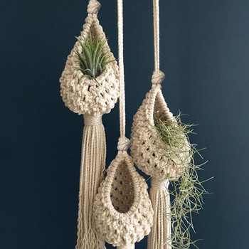 Висяща кошница от памучна плитка Издълбана макраме Саксия за цветя Съхранение във формата на ананас Пейзаж Закачалка за растения Градински консумативи