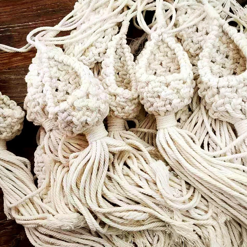 Pamutfonat akasztós kosár üreges Makramé virágültető ananász alakú tároló Tájnövény akasztó Kerti kellékek