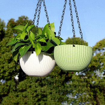 Κρεμαστό καλάθι Rattan 40cm Αλυσίδα για γλάστρα υδροπονικά φυτά Εργαλεία ανάπτυξης φυτών Διακοσμήσεις κήπου με 3 γάντζους