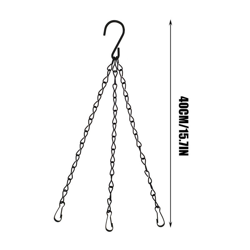 40 cm-es rattan függő kosár virágcserep lánc hidroponikus növények növénytermesztő eszközök kerti dekorációk 3 kampóval