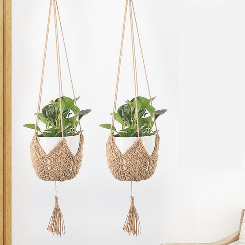 Divatos növénytartó, kézi szövés, vonzó makramé, kézzel készített akasztókosár, tartós virágcserep tartó kertbe