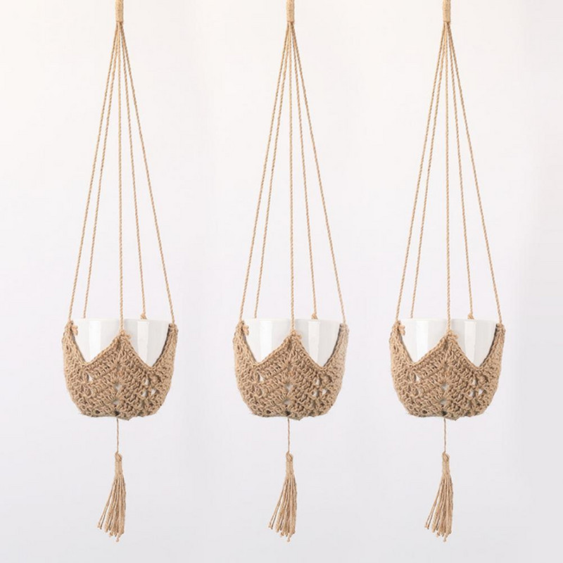 Divatos növénytartó, kézi szövés, vonzó makramé, kézzel készített akasztókosár, tartós virágcserep tartó kertbe