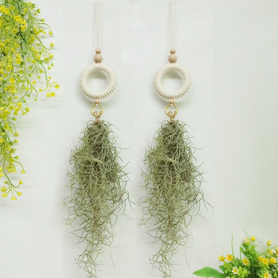 Makramé növénytartó pamut kötél kosár függő légnövények spanyol moha Tillandsia Usneoides virágcserép kosarak fogas fali dekoráció