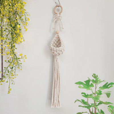 Makramé növénytartó pamut kötél kosár függő légnövények spanyol moha Tillandsia Usneoides virágcserép kosarak fogas fali dekoráció