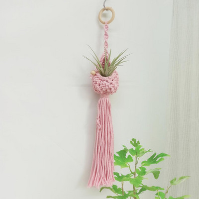 Makramé növénytartó pamut kötél kosár függő légnövények spanyol moha Tillandsia Usneoides virágcserép kosarak fogas fali dekoráció