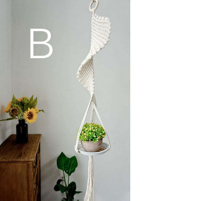 Makramé dekoráció Függő kosarak Növényakasztók Pamut szoba Kézzel készített szőtt virágcserép háló Akasztó Virágcseréptartó Kosár