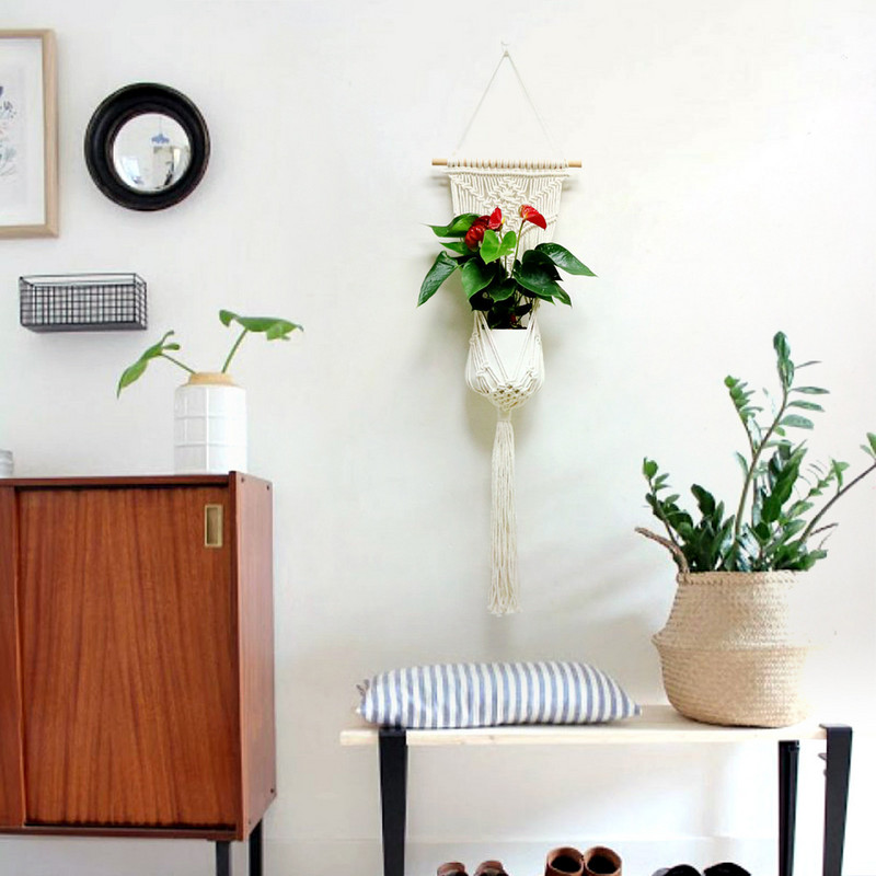 Akasztós virágtartó virágcserép nappali Makramé növénytartó fali növénytartó akasztós kosár virágkosár fali dekorációk