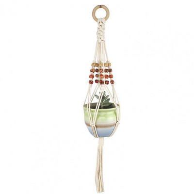 Függesztett kosarak Kézzel szőtt ültetőgép Könnyen felszerelhető Pamut kötél Makramé Design Függesztett növénykosár lakberendezés