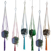 Kézzel készített makramé növényi függő edénytartó színes növényakasztó Gradient Color