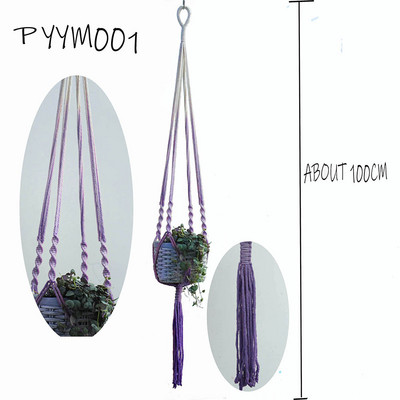 Kézzel készített makramé növényi függő edénytartó színes növényakasztó Gradient Color