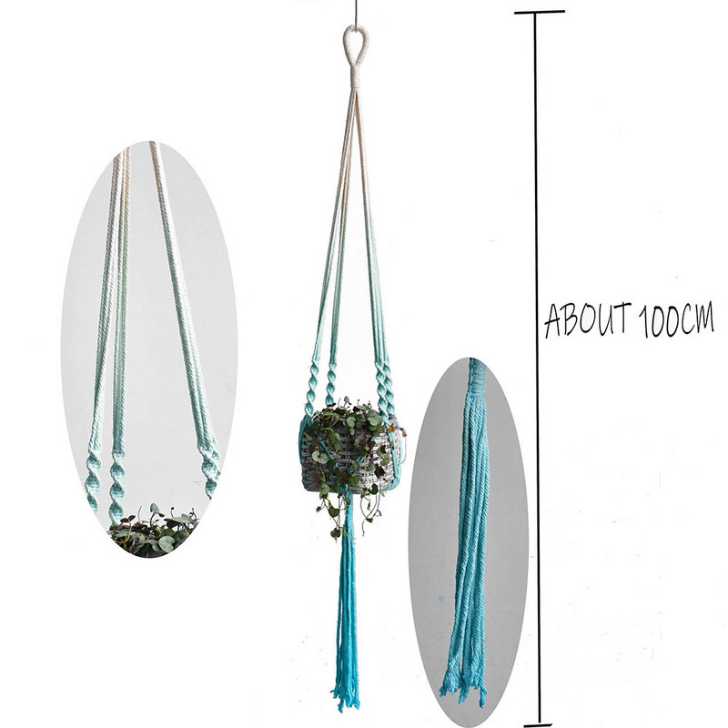 Kézzel készített makramé növényi függő edénytartó színes növényakasztó Gradient Color