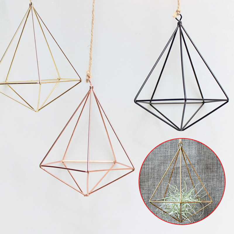 Kerti kosár geometriai virágtartó fali dekoráció függő fém geometriai levegő növény virágcserep állvány tartó konzol