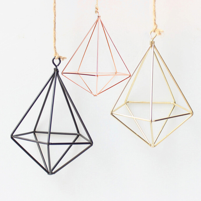 Kerti kosár geometriai virágtartó fali dekoráció függő fém geometriai levegő növény virágcserep állvány tartó konzol