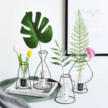 Съвсем нов стил, ретро желязна линия, ваза за цветя, метален държач за растения, модерен масивен домашен декор, желязна ваза в скандинавски стил