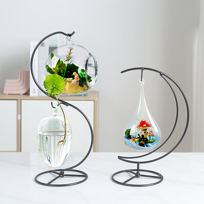 1 db függő növény terráriumi üvegváza tartó kristály terráriumi konténer akasztós kijelző állvány otthoni dekorációs növényhez