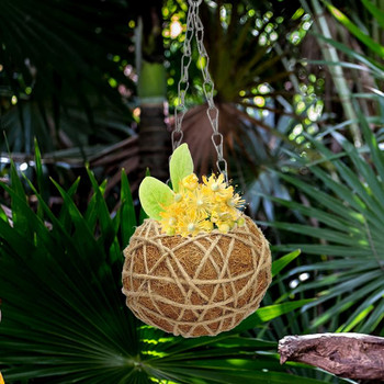 Висящи кошници за растения Висящи саксии с кокосова подплата Метална верига Устойчиви на ръжда и безопасни Бързо сглобяване за открито