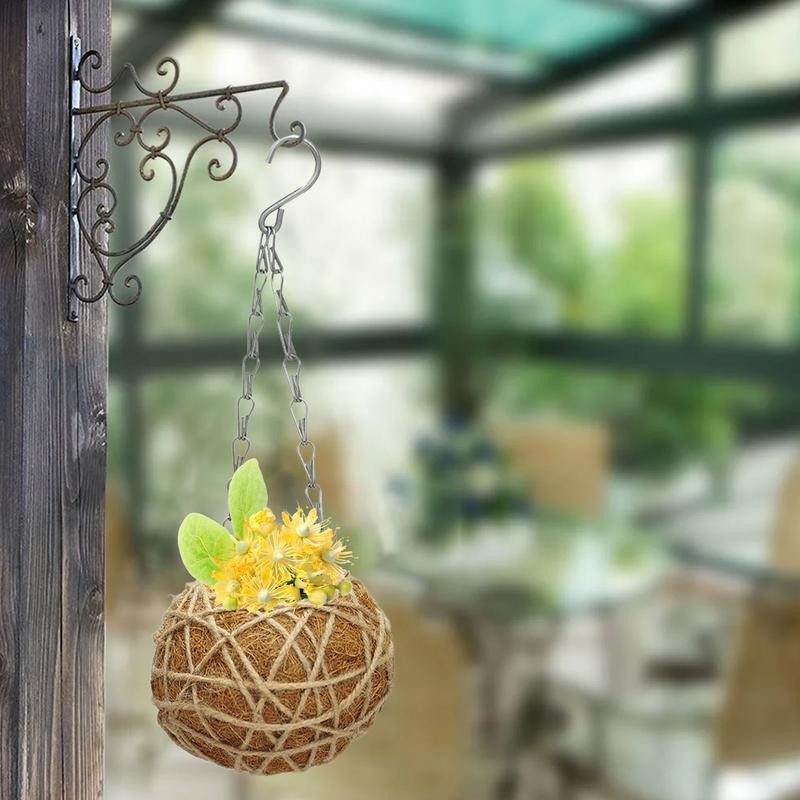Függesztett kosarak növényekhez Akasztható virágcserepek kókuszbélés fémlánccal Rozsdamentes és biztonságos gyors összeszerelés kültéri használatra