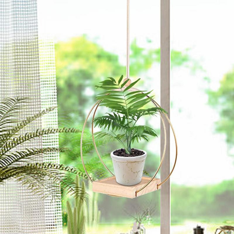 Függesztett növény fa alap Makramé akasztó virágcserep ültető akasztó fali dekoráció Udvar kerti akasztó akasztó akasztós kosár