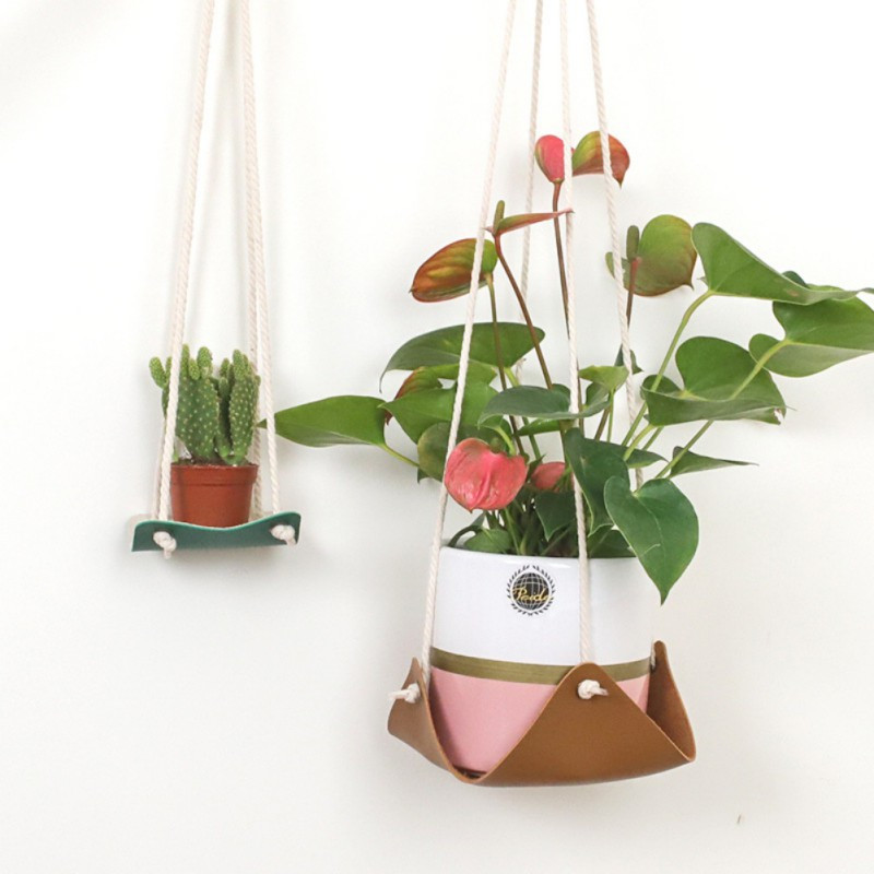 Bőr növényi akasztók Kosarak zamatos virágcserép állványhoz Boho növénytartó kül- és beltéri lakberendezés új stílus