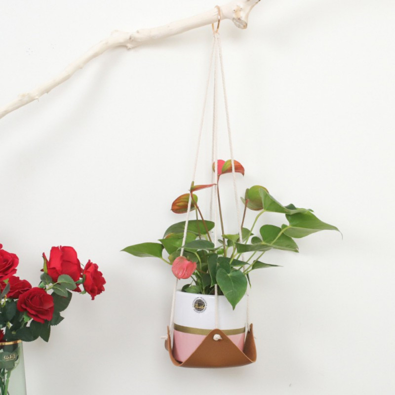 Bőr növényi akasztók Kosarak zamatos virágcserép állványhoz Boho növénytartó kül- és beltéri lakberendezés új stílus