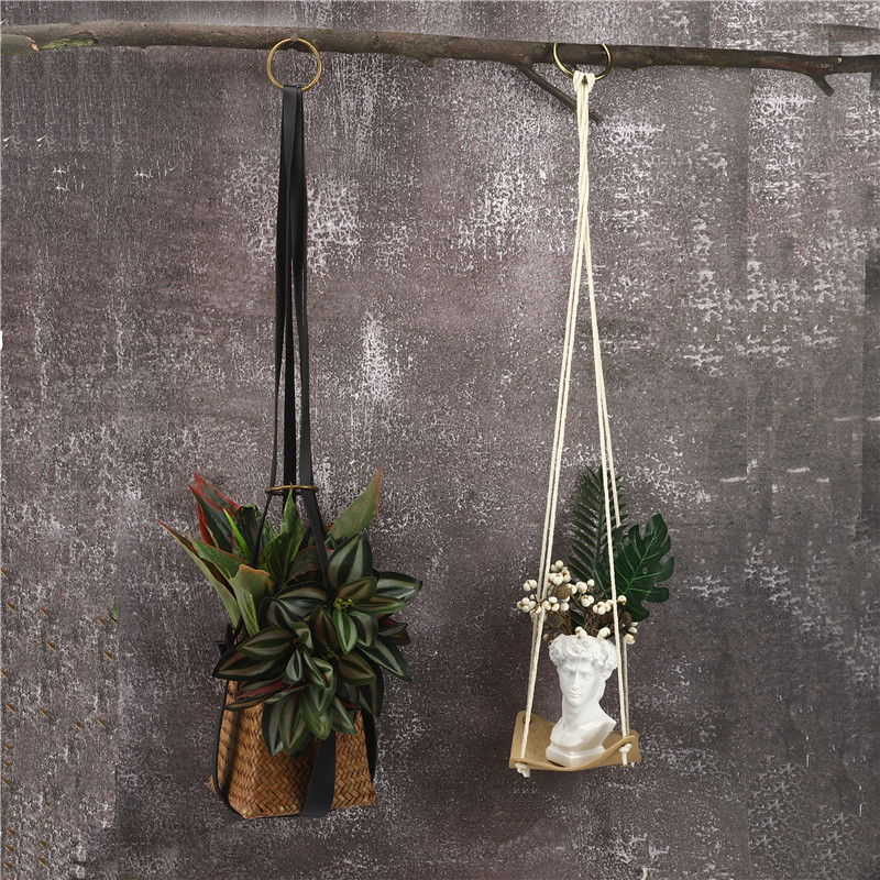 PU szintetikus bőr akasztó virágcserép akasztó fali dekoráció Countyard kerti függesztő növénytartó beltéri zamatos cseréptartó