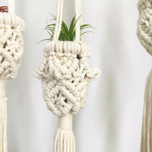 Kertészet Zöld növény akasztós kosár pamut kötél akasztó virágcserép kézzel készített edény zseb fal Boho udvari lakberendezés