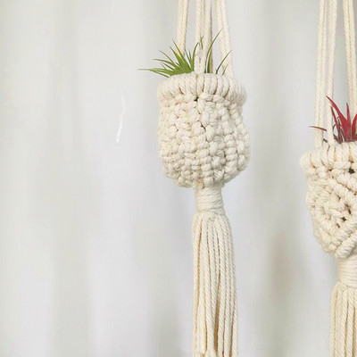 Kertészet Zöld növény akasztós kosár pamut kötél akasztó virágcserép kézzel készített edény zseb fal Boho udvari lakberendezés