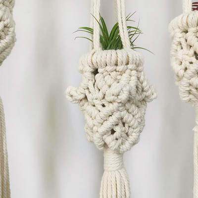 Kertészet Zöld növény akasztós kosár pamut kötél akasztó virágcserép kézzel készített edény zseb fal Boho udvari lakberendezés