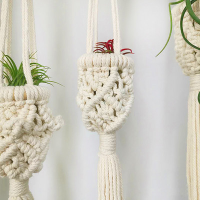 Kertészet Zöld növény akasztós kosár pamut kötél akasztó virágcserép kézzel készített edény zseb fal Boho udvari lakberendezés