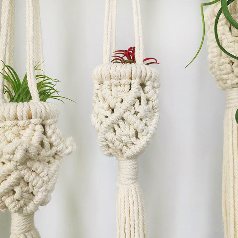 Kertészet Zöld növény akasztós kosár pamut kötél akasztó virágcserép kézzel készített edény zseb fal Boho udvari lakberendezés